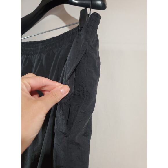 Nike VTG 90s Ankle Zip Lined Nylon Track Jogger Pants Mens L Black Swoosh Logo - Picture 4 of 10